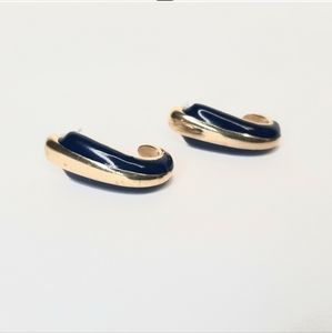 Beautiful vintage gold and Navy Post earrings 1"